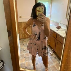 Ginger G boutique pink and black the dye romper